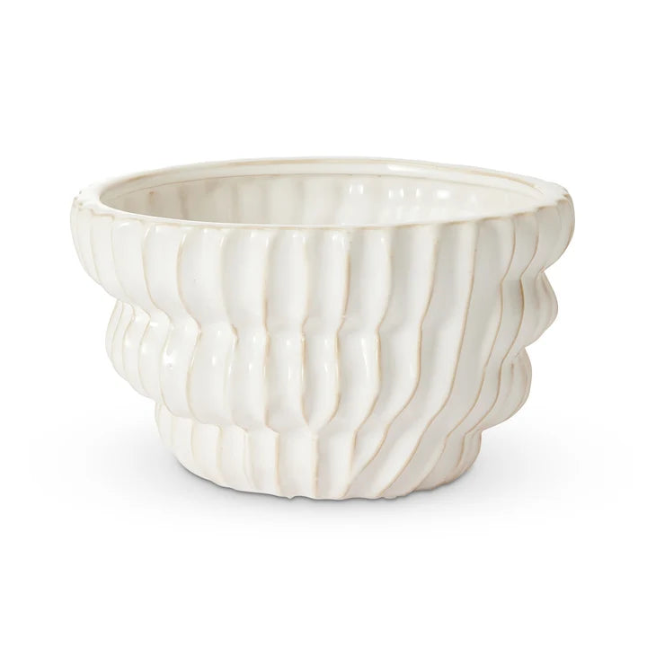 Ribbed White Planter